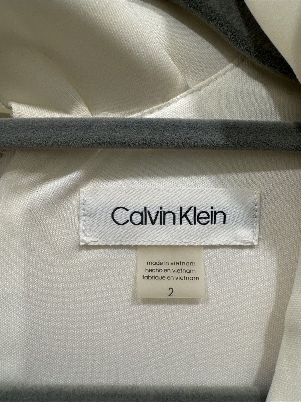 Calvin Klein Cream Sleeveless Ruffle-Trim V-Neck Midi Dress - Picture 3 of 3